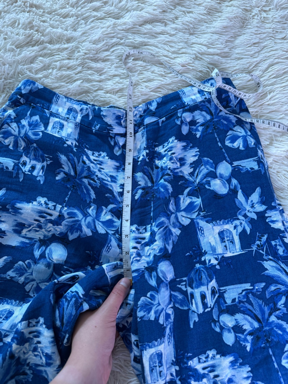 LOFT Navy & White Wide-Leg Floral Print Pants - Picture 10 of 10
